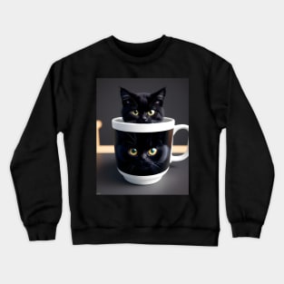 Adorable Black Cat Illustration- Modern Digital Art Crewneck Sweatshirt